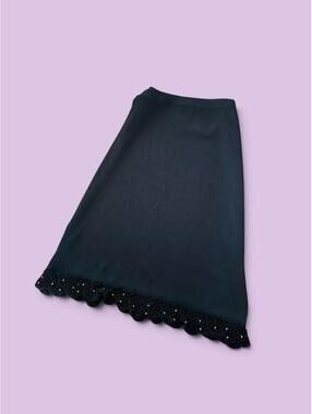 Black midi skirt with crochet trim #goth #90s #vintage #y2k